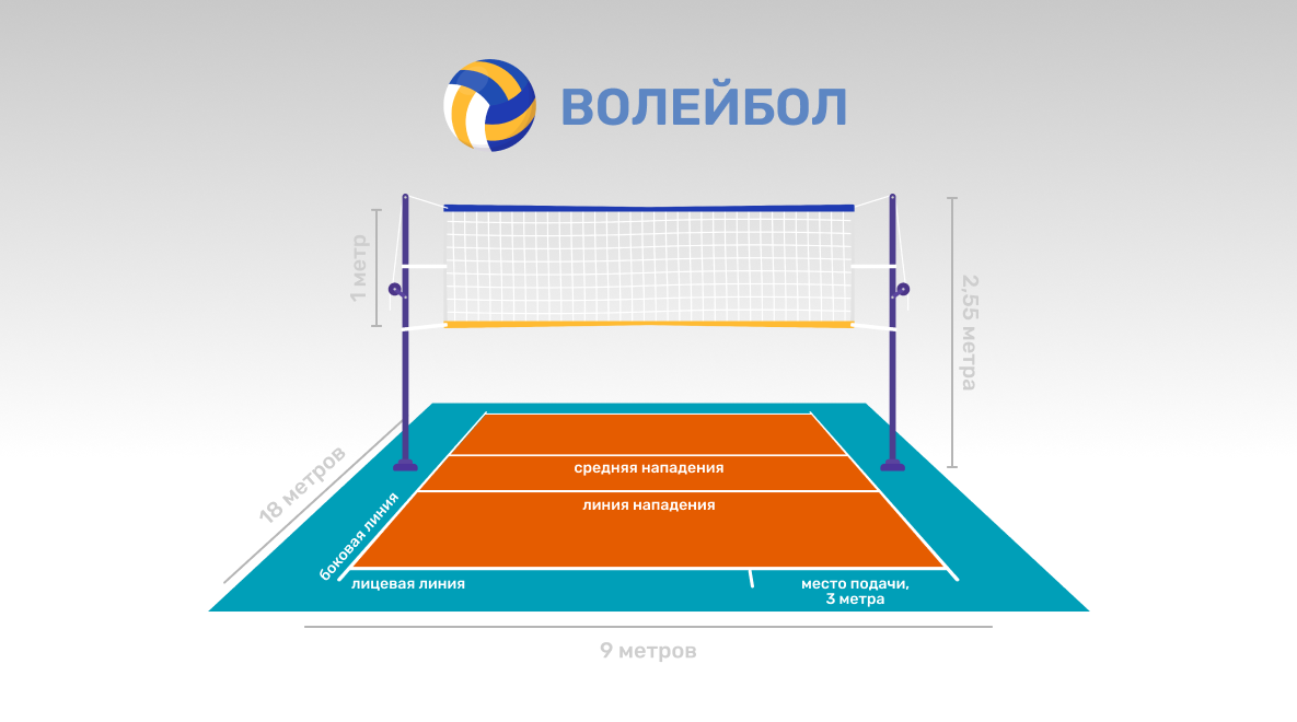 Волейбольная площадка: размеры, требования и разметка