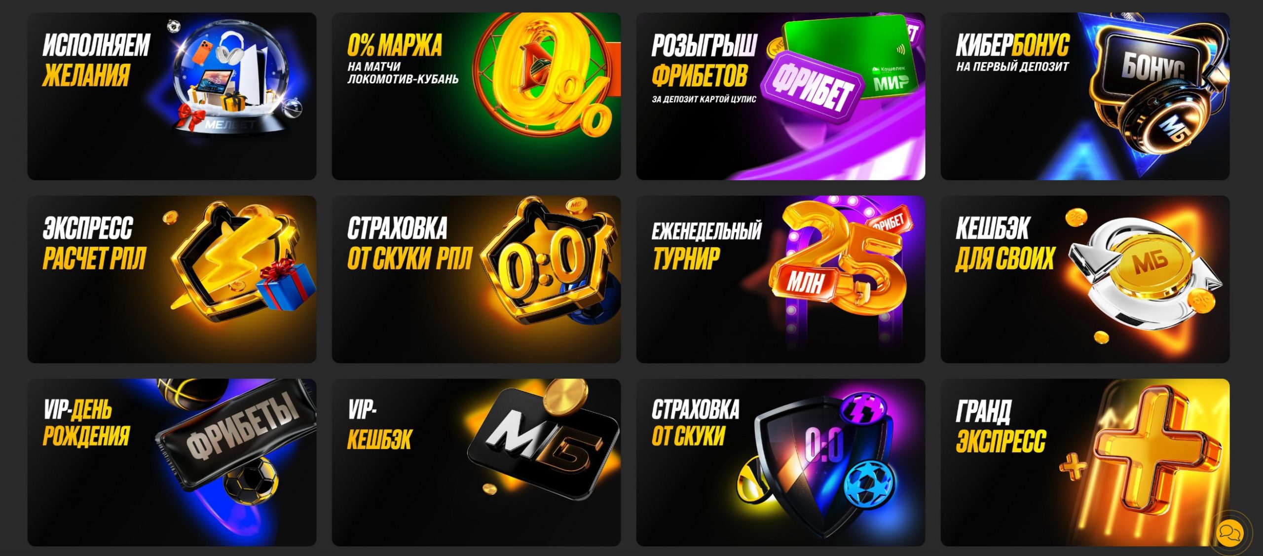 Все бонусы Мелбет
